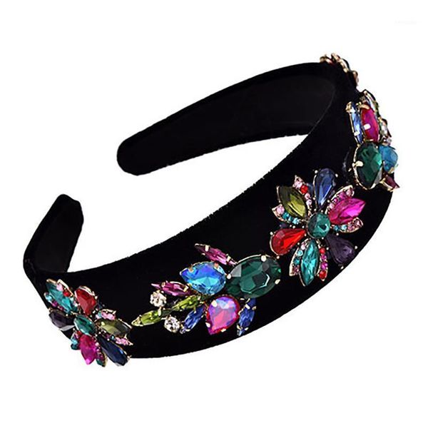 

hair accessories bohomia jewelry rhinestones headband for women girls black color elegant velvet satin hairband hoop1