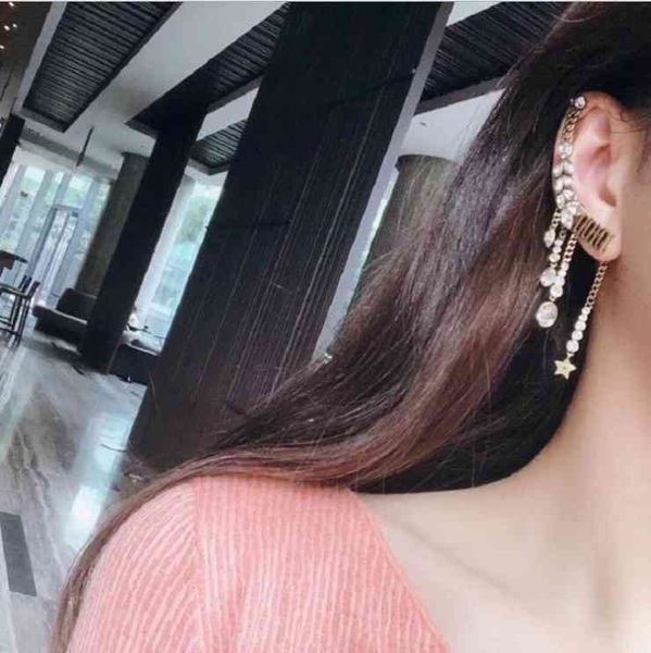 

design accessories red star with drill ear hanging material, Golden