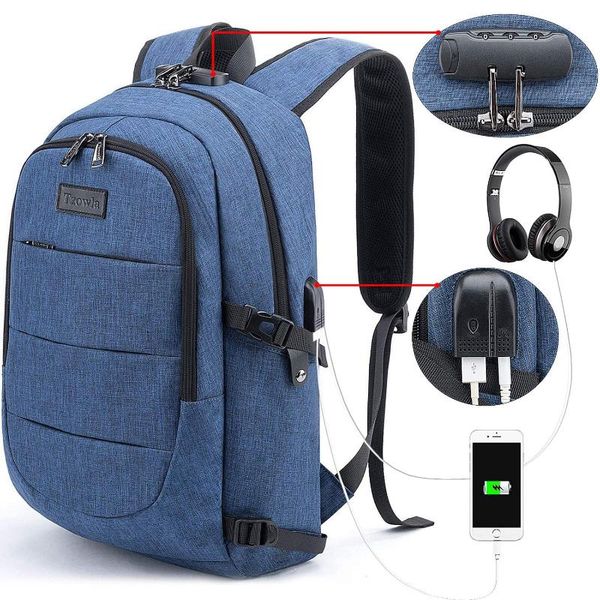 

backpack business 15.6" lapanti-theft bag with usb charging port and lock for women men, casual hiking travel daypack