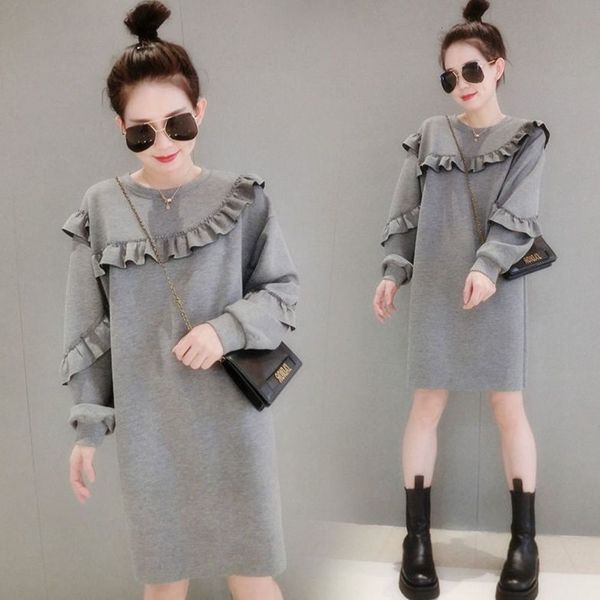 

spring autumn round neck loose medium long fashion sweater, White;black
