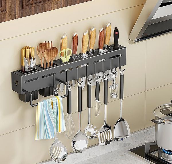 

hooks & rails torreta de acero inoxidable para cocina, estante multifunciÃ³n, almacenamiento cuchillos montado en la pared