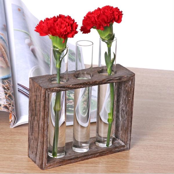 

vases modern wood stand rack tableglass vase test tube planter flower pots terrarium for home office cafe decor