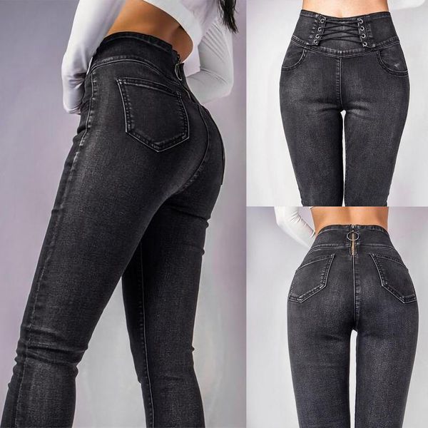 

women's leggings warm pants female winter fashion women street versatile cool zipper cotton solid, Black