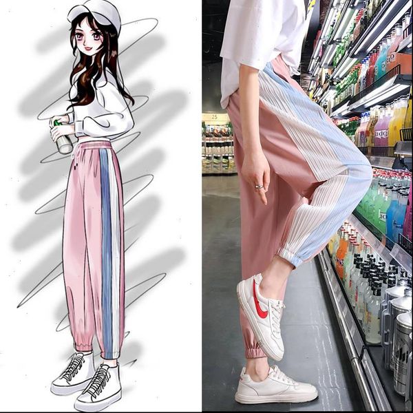 

harem womens capris pants women cool summer autumn casual high waist slim work streetwear loose hip hop trousers girl, Black;white