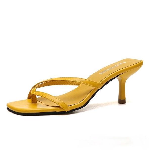 

slippers women wedge sandals summer high heel women's heels flip flops square toe slides party shoes for woman, Black