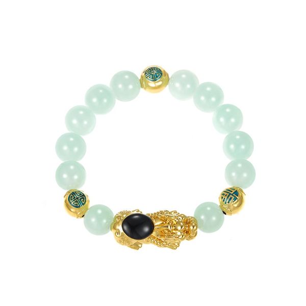 

24k gold plate brave troops beaded, strands bracelets njgb055 fashion men women hand string beads yellow gold plated bracelet, Black