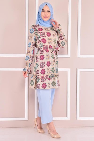 

ethnic clothing patterned combin baby blue tkn3439, Red