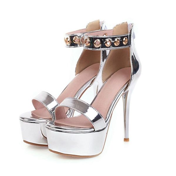 

luxury summer women designers stiletto super high heel 13cm sandals pumps pointed gladiator buckle party big size shoes 630-7, Black