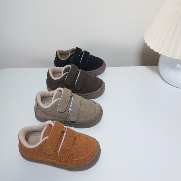 

athletic & outdoor winter kids casual sneakers baby girls warm sport children brand shoes toddler boys slip on chunky trainers, Black