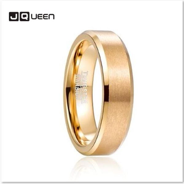 

wedding rings 2021 jqueen 6mm tungsten carbide ring matte finish beveled men's gold color comfort fit, Slivery;golden