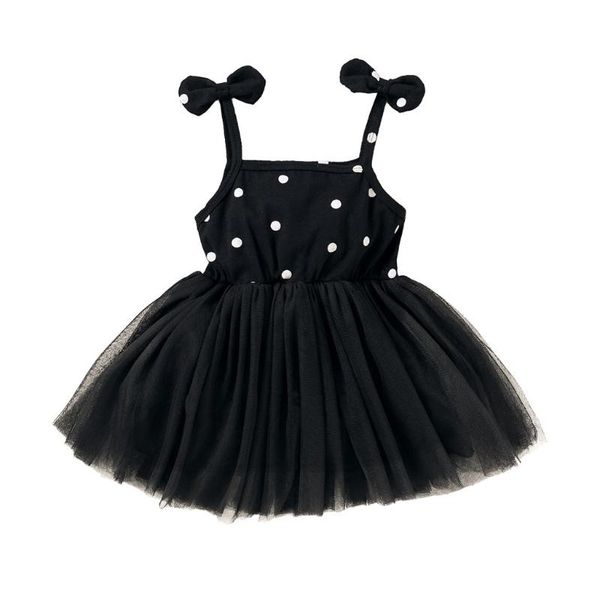 

summer drees toddler baby girls bowknot dot printed sleeveless suspender tulle fashion black children's princess dresses girl's, Red;yellow