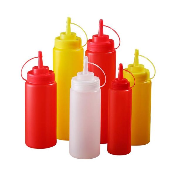 

storage bottles & jars 1pcs 8oz/12oz/16oz/24 oz plastic squeeze bottle sauce condiment dispenser ketchup mustard pot salad dressing containe