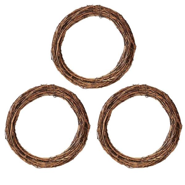 Flores decorativas grinaldas 3 pcs enforcando grinalda rattan diy artesanato kit festa festa (café)