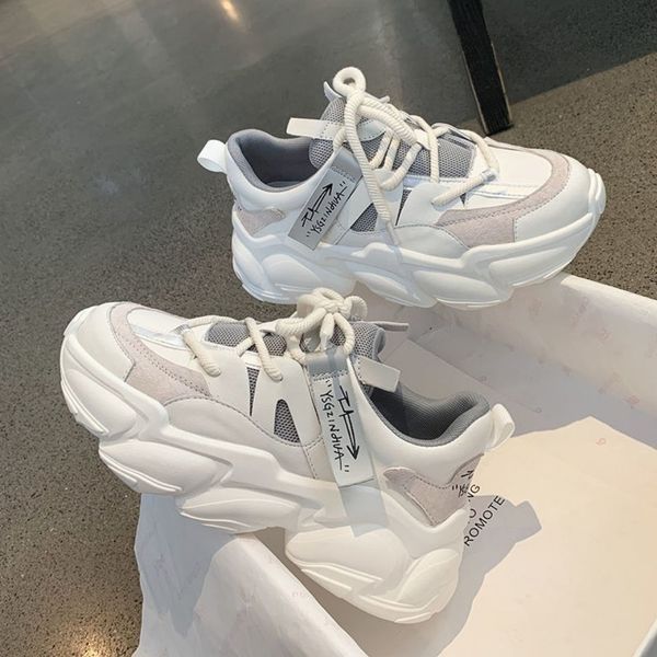 

sports running shoes female ins super fire spring and autumn new students korean version of the wild white net red increased thick bottom
