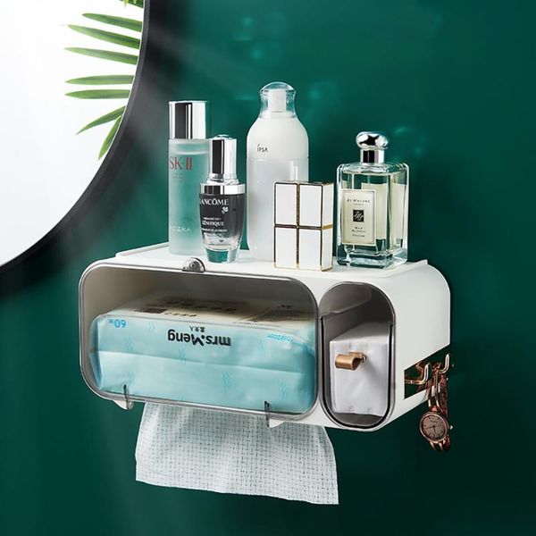 

towel racks washing storage box wall hanging roll paper tube toilet punching makeup remover cotton extraction tissue rack