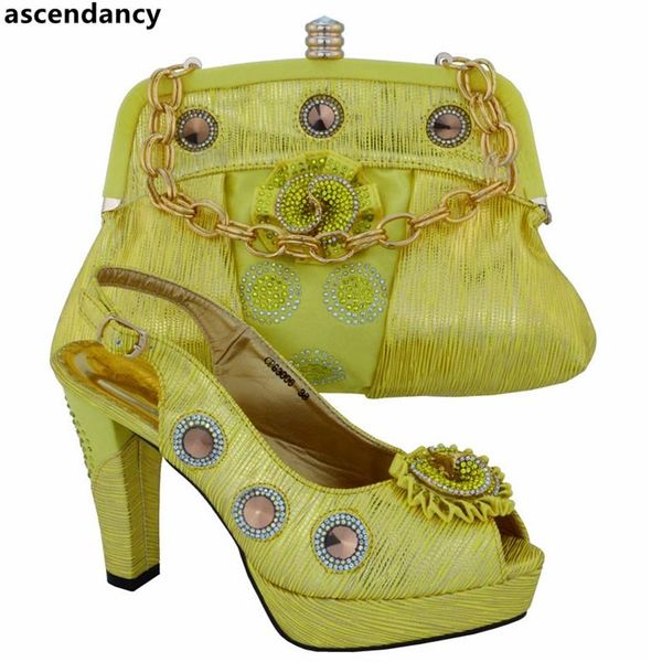 

dress shoes latest yellow color women italian african party pumps and bag set shoe design decorated with appliques, Black