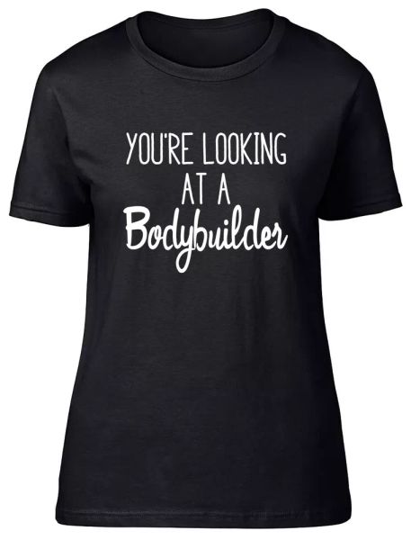 

your looking at a bodybuilder fitted womens ladies t shirt, White;black