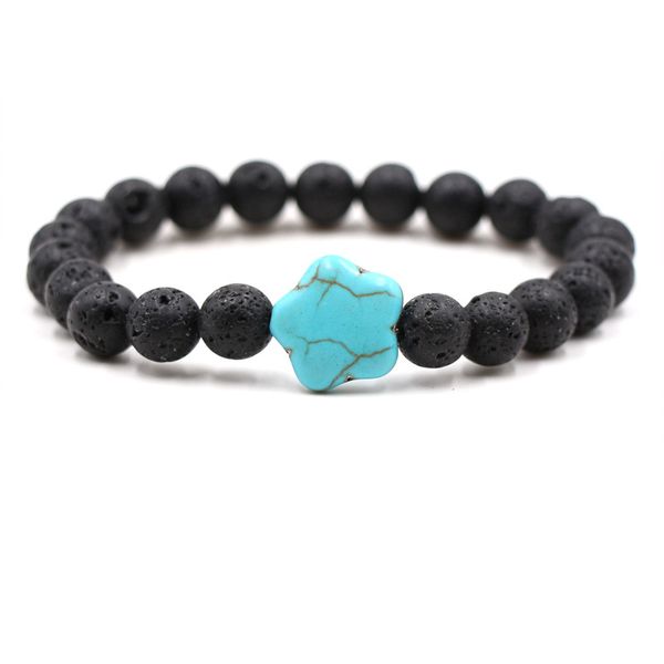

men handmade 8mm buddha turquoise flower lava stone bracelet beads bracelets summer women jewelry gift, Golden;silver