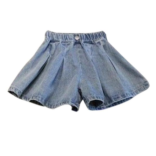 

baby girl skirt cotton elastic belt solid color spring summer denim skirts, Blue