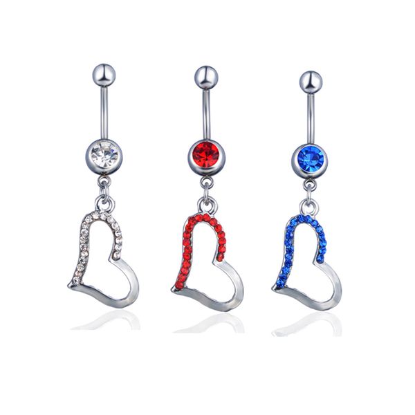 

d0825 heart belly navel button ring mix colors, Silver