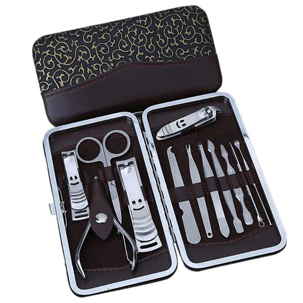 

wholesale- practical 12 in 1 set nail clippers cleaner manicure kit case household convenient tool home essential