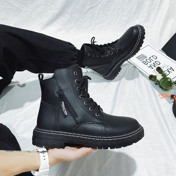 

winter new double bottom martin middle men's work british style boots, Black