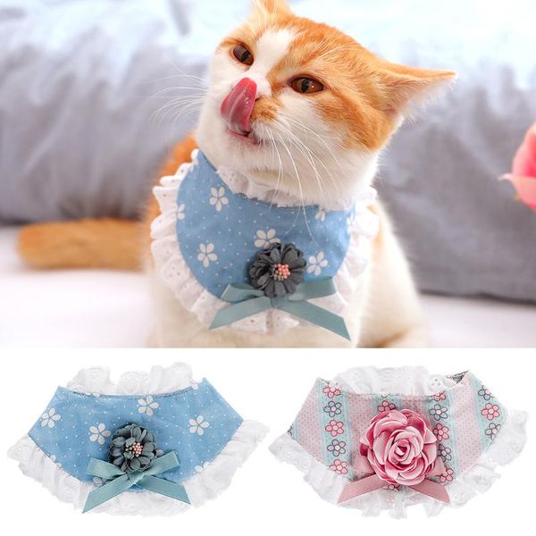 

cat costumes cute pricess dogs cats flower lace bibs grooming kitty doggy supplies pet accessories pets bandana scarf rose bow tie puppy