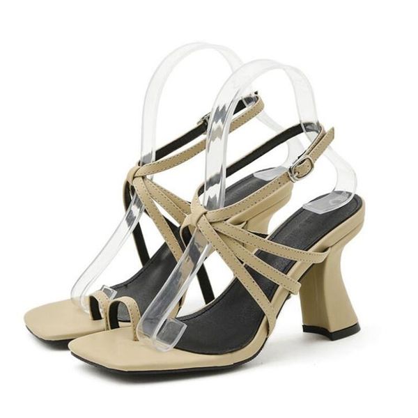 

dress shoes summer women sandals narrow band vintage square toe high heels buckle strap heel v-neck designer, Black