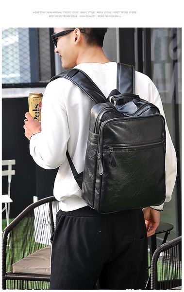 

backpack business men's computer student bag large capacity pu leather fashion casual travel