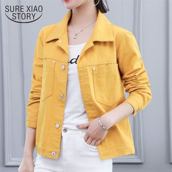

denim jacket women autumn loose jean and coat long sleeve lady fashion overcoat office clothes 7121 210421, White;black