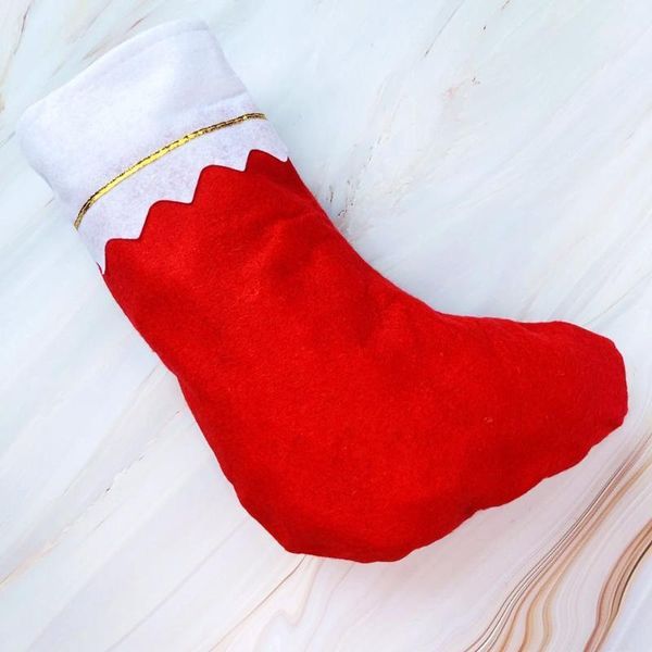 

christmas decorations non-woven fabric white gold rim light board socks hanging bag color holiday supplies gift
