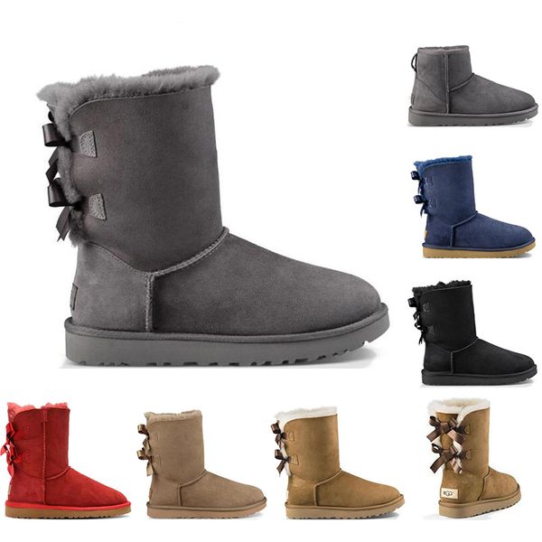 

classics winter snow boots for women and girls red black purple bow chestnut brown pink coffee classic mini antelope short booties woman cas