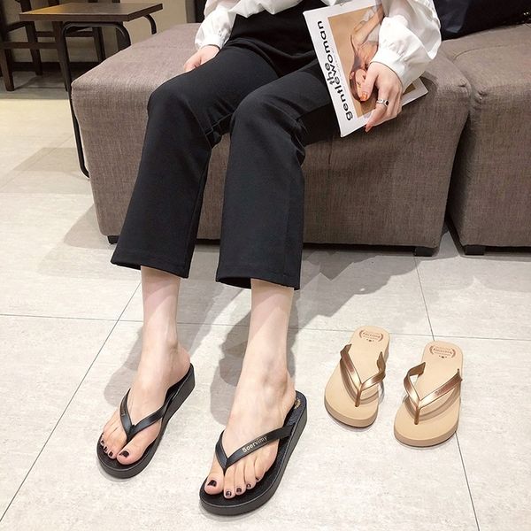 

hbfr summer solid color slope heel net red flip-s flip-flopsbeach shoes flop slippers women wear fashionable leisure beach shoes