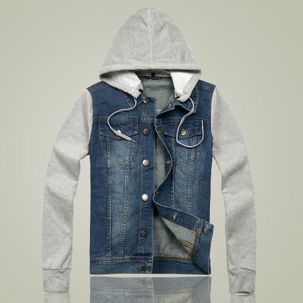 

men's jackets yuwaijiaren men 's jacket denim hooded fashion spring autumn cotton jeans mens and coat plus size m-5xl, Black;brown