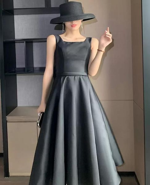 

new arrival elegant black prom dresses a-line teens zipper back formal bateau neck evening gowns party dress