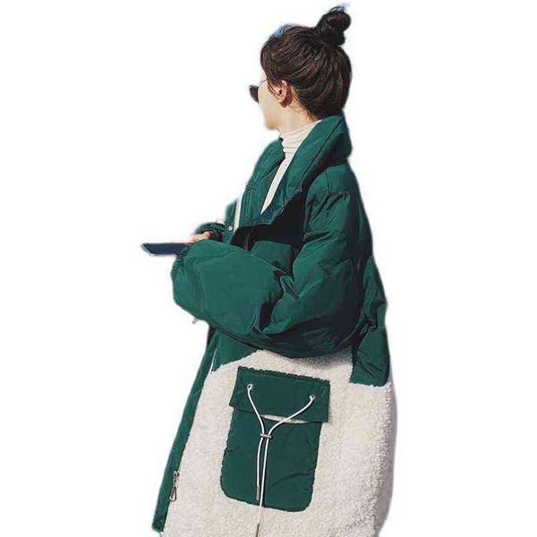 

lamb wool stitched down cotton et women's 2021 design sense of minority korean winter, Black