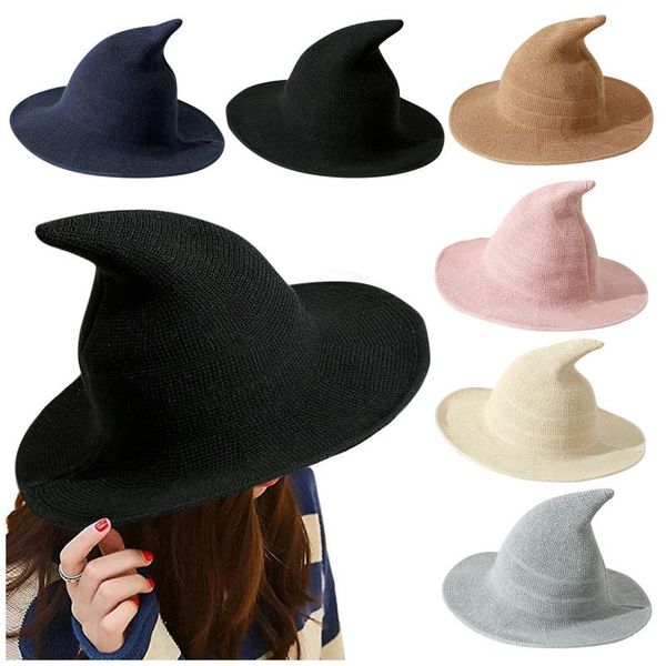 

wide brim hats halloween witch hat women christmas party accessories foldable cap for masquerade cosplay costume, Blue;gray