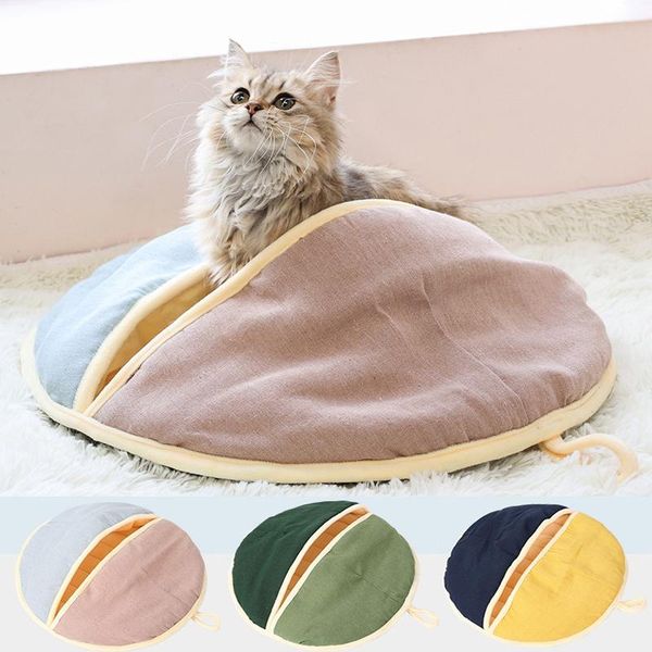

cat beds & furniture 2 in 1 hammock round soft burrowing cave bed, comfortable self warming pet machine washable, non-slip bottom
