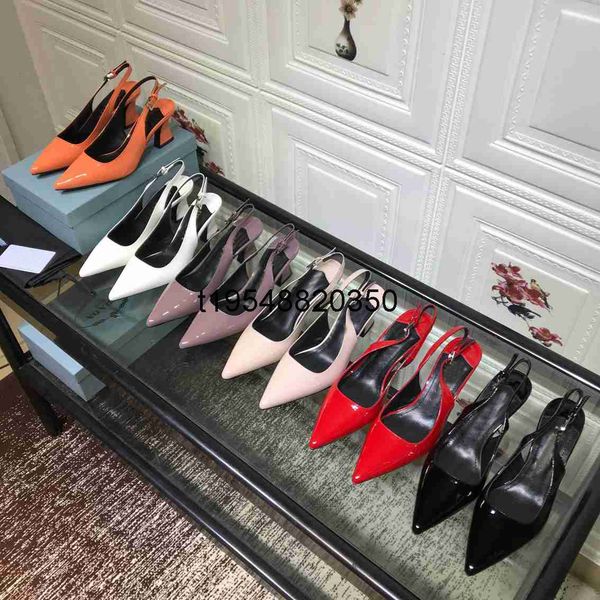 

ladies dress shoes 6.5cm high heel shoe women runway pointed toe low heeled chaussures woman sandals quality, Black