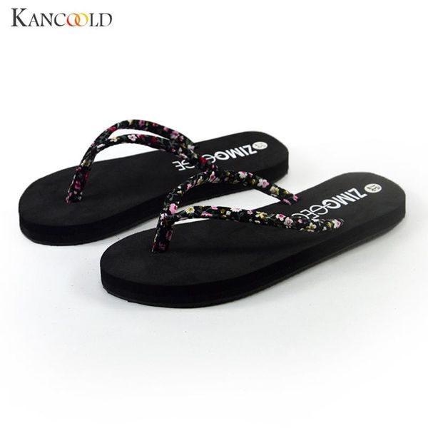 

slippers kancoold 2021 summer beach flip flops sandals women's female flat, Black