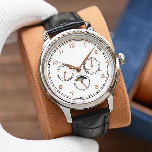 

i-011 43mm*12mm montre de luxe mens watches automatic mechanical movement 316 fine steel watch case leather strap wristwatches, Slivery;brown