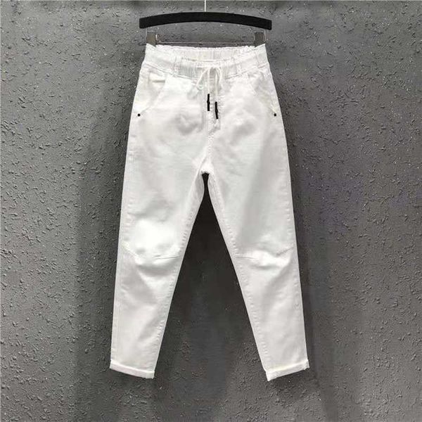 Nove punti pantaloni jeans primavera autunno Pantaloni larghi pantaloni larghi gamba larga sciolto vita alta carota harem 210531