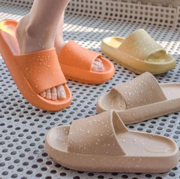 

bathroom non-slip slippers fashion thick sole soft eva indoor slide sandals casual beach platform men women home shoes, Black