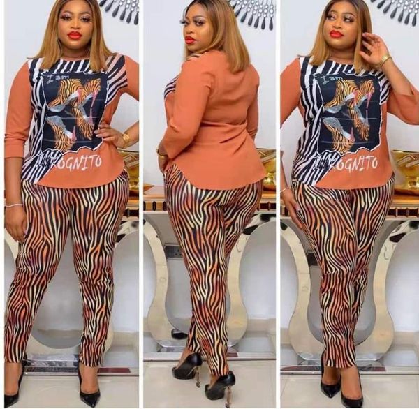 

women's two piece pants fashion africa clothes elastic african dashiki plus size women printing suit and trousers 2 set for lady, White