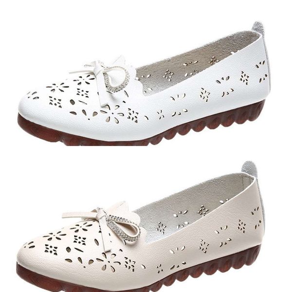 

casual shoes single women's summer 2021 new korean leisure hollow out soft bottom doudou shallow mouth flat nurse work 47up, Black