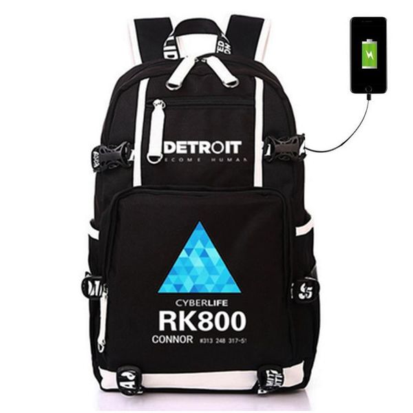 

backpack detroit become human usb boy girl kids book bags large capacity teenagers schoolbags women men laptravel