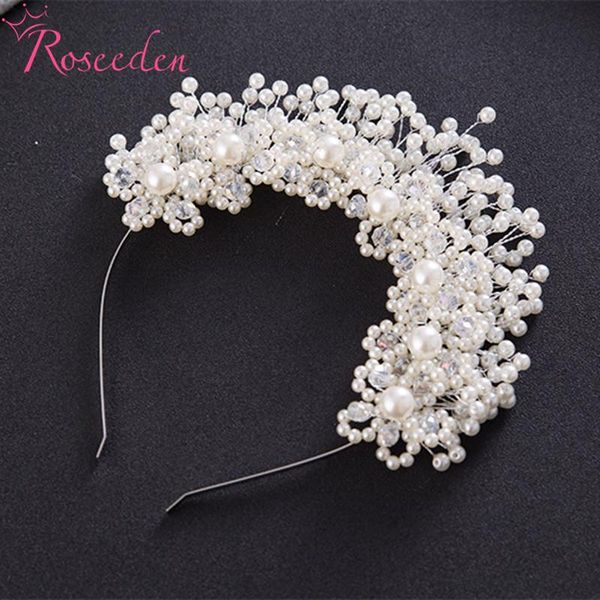 

hair clips & barrettes 100% handmade gold silver color bride tiaras full rhinestone pearls crowns wedding accessories re4091, Golden;silver