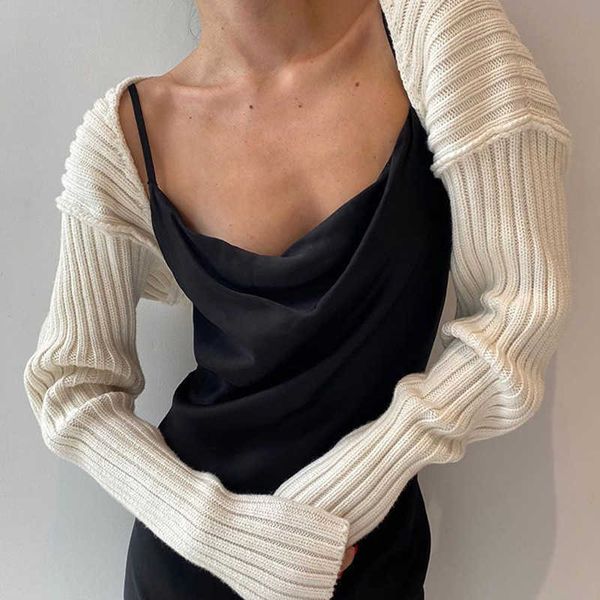 

2021 new wool solid color ultra short long sleeve sweater coat, Black