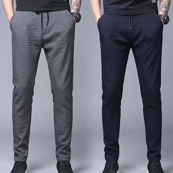 

men's pants shzq large size men's trousers 5xl drawstring casual sports man thin breathable quick drying daily summer men clothi, Black