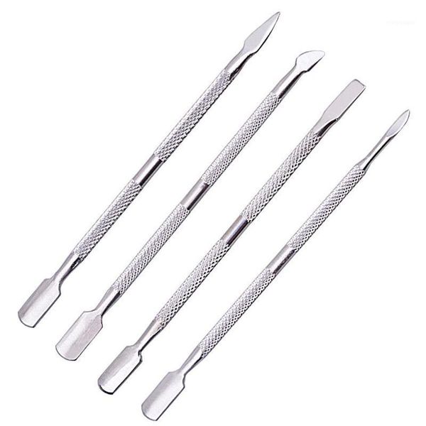 

1/4 types fashion women double ended diy nail art manicure stainless steel spoon shape pusher cuticle remover tools1